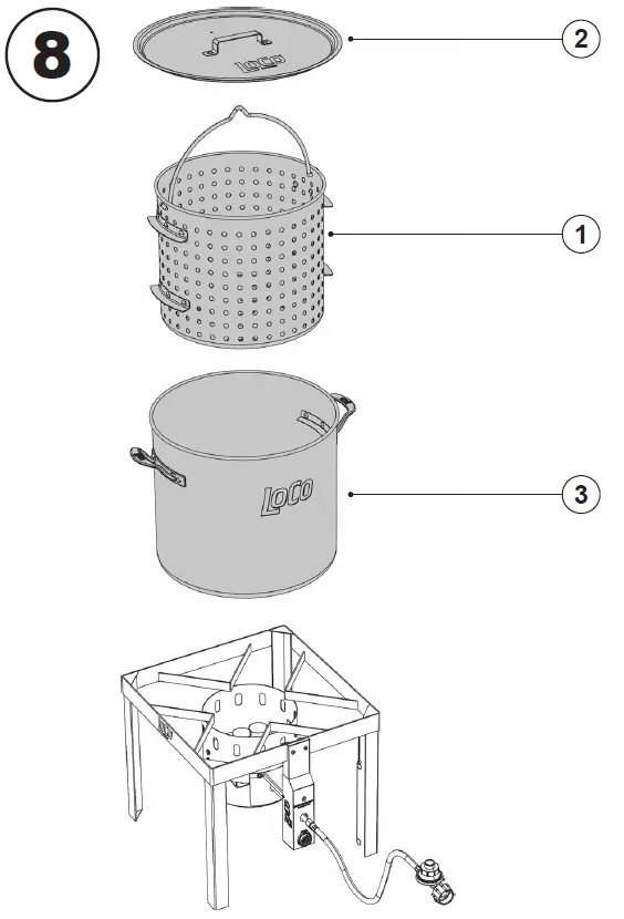 LoCo COOKERS LCTSKSS60 1-Burner 31.5-in Propane 20-lb Cylinder Electronic Boiling Kit 17
