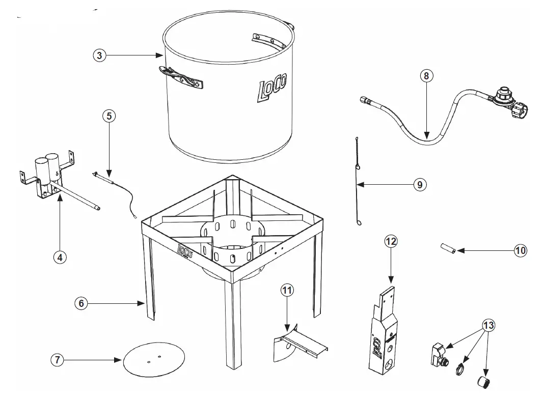LoCo COOKERS LCTSKSS60 1-Burner 31.5-in Propane 20-lb Cylinder Electronic Boiling Kit 9