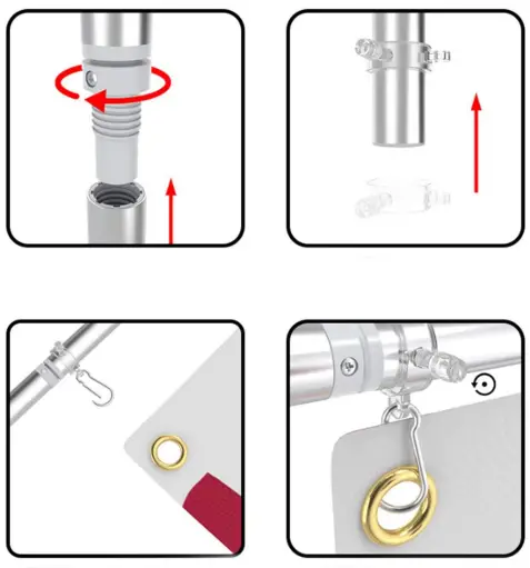 Afoxsos HDMX1711 6 ft. Aluminum Flagpole Bracket Tangle Free Spinning Flagpole Hardware-fig2