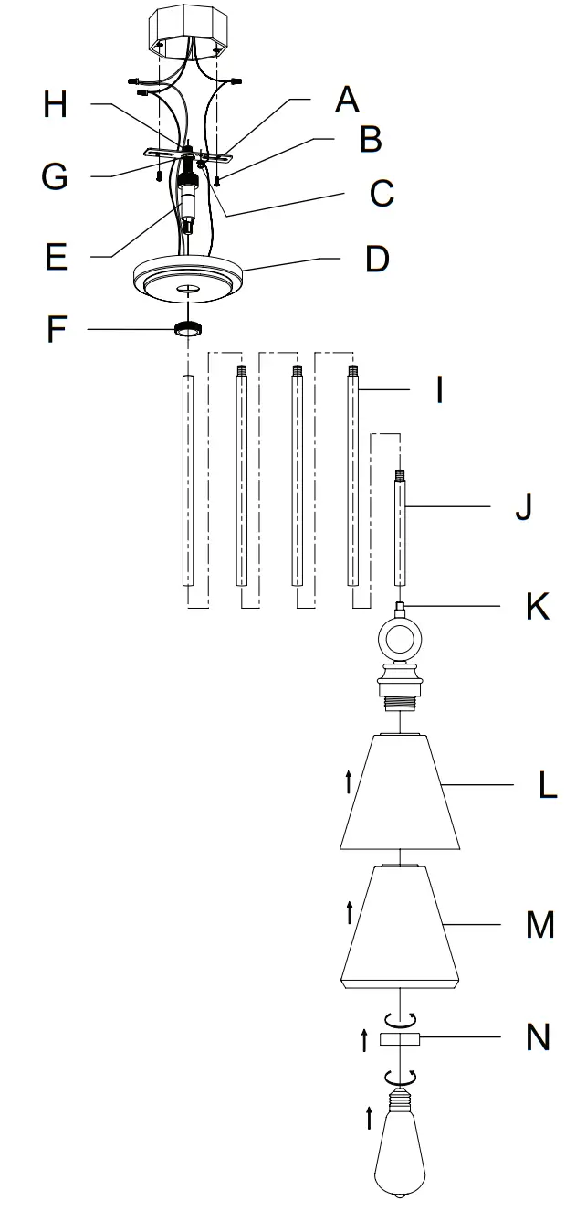 Hunter 19443 6 Inch Klein 1 Light Metal Pendant - parts