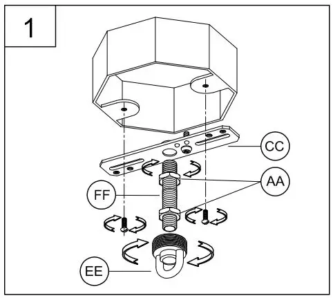 PROGRESS LIGHTING P5113 1LT Mini Pendant Light Instruction Manual - Install the chain holder