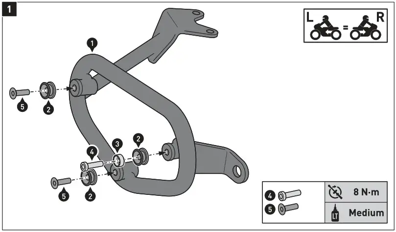 SW MOTECH BC HTA 11 928 20100 Legend Gear Side Bag - MOUNTING 1