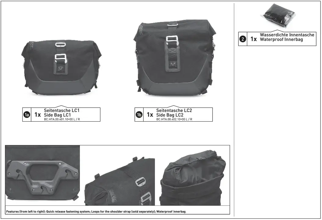 SW MOTECH BC HTA 11 928 20100 Legend Gear Side Bag - PARTS LIST AND CARE 1