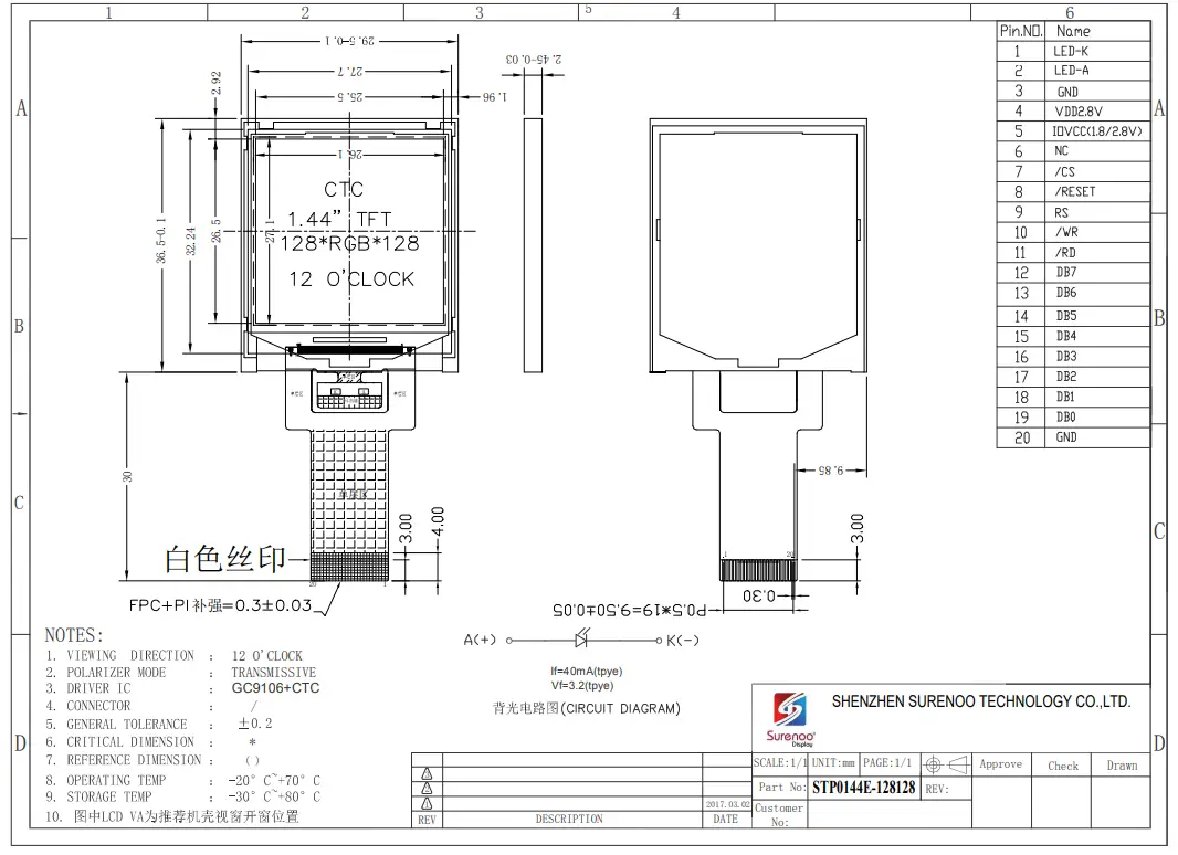 Surenoo STP0144E-128128 Series TFT LCD Panel fig 2