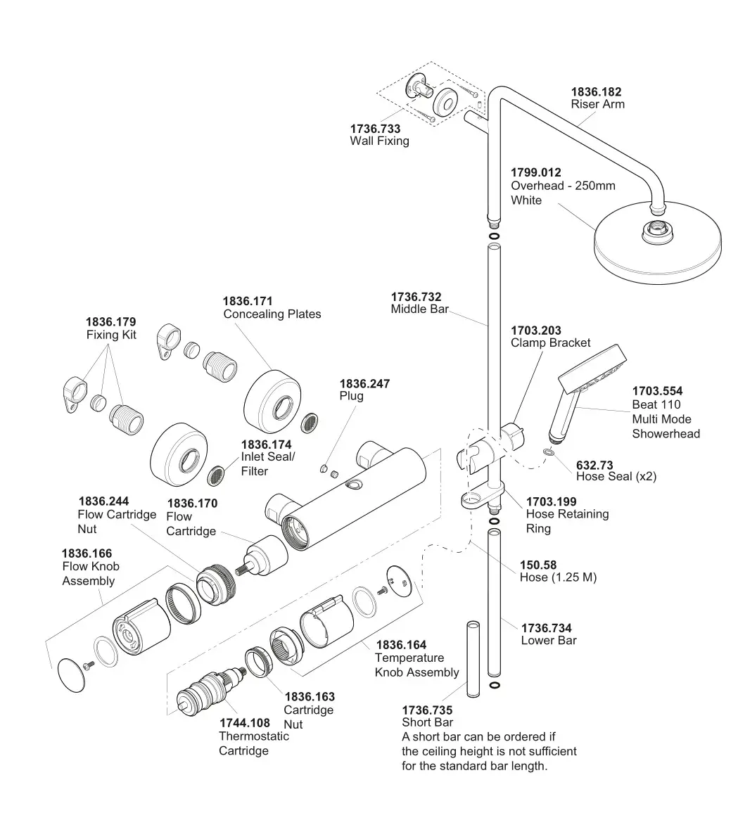KOHLER Mira Atom ERD Thermostatic Bar Valve - Spare Parts