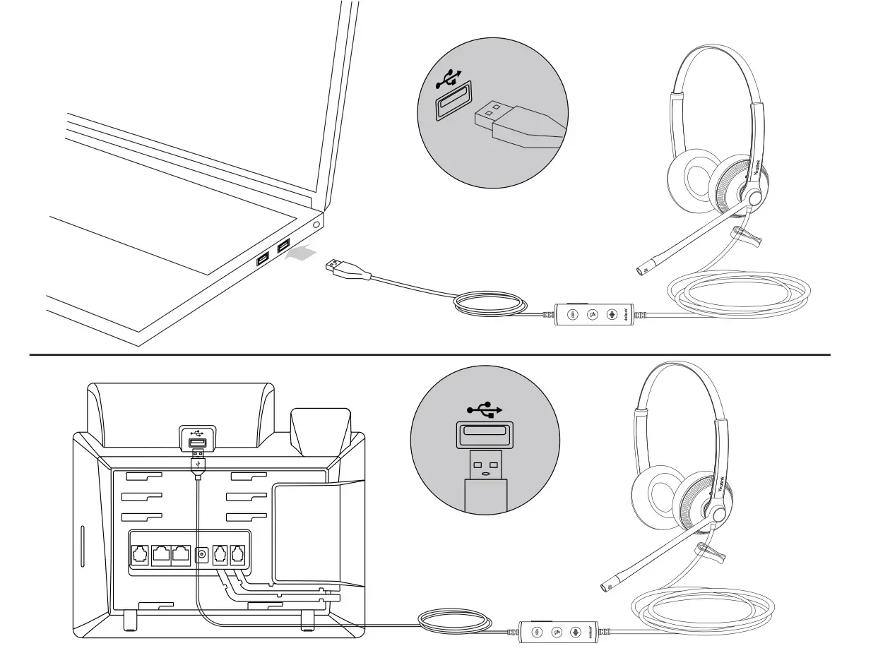 Yealink UH34 Lite Mono Wired Headset - Connection