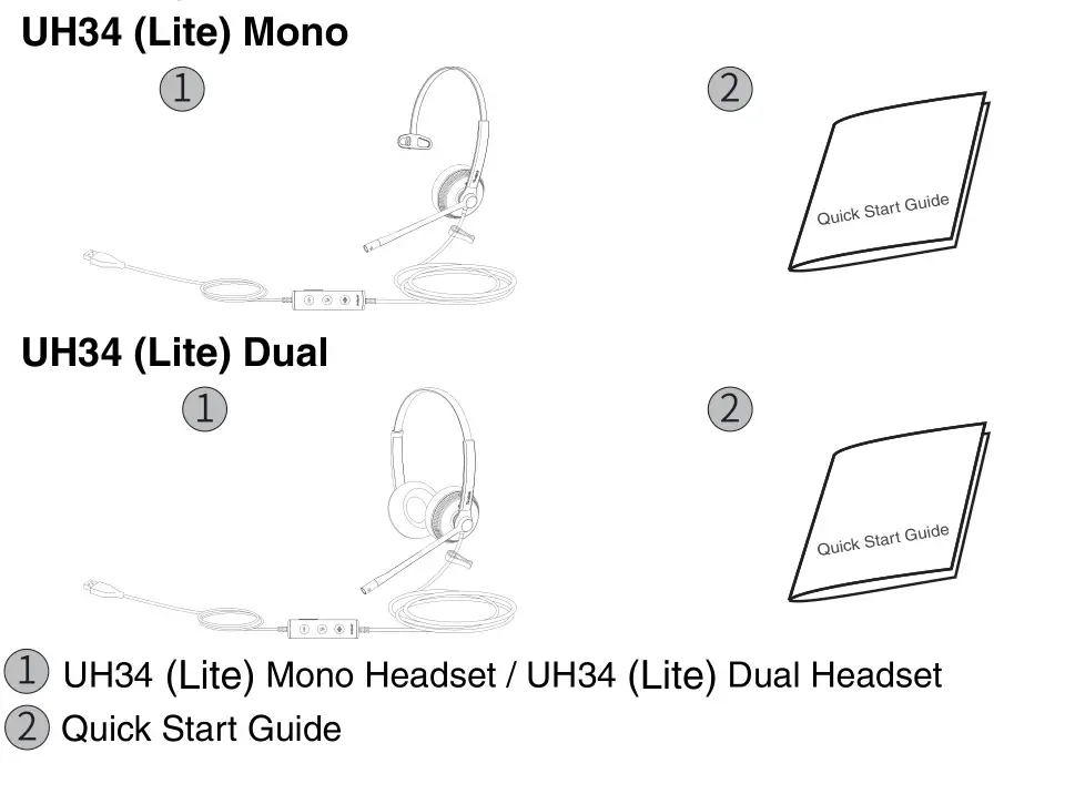 Yealink UH34 Lite Mono Wired Headset - Package List