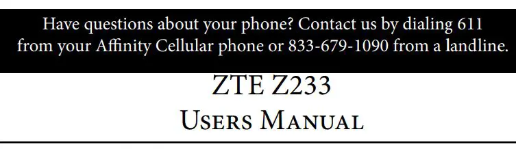 ZTE Z233 4G LTE Prepaid Phone User Manual