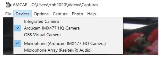 ArduCam 12MP HQ USB Camera Bundle - Menu