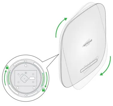 NETGEAR WAX615 Insight Managed WiFi 6 AX3000 Access Point - clockwise to lock it onto the