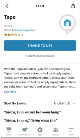 tp link TC70 Pan Tilt Home Security Wi-Fi Camera - ENABLE TO USE button