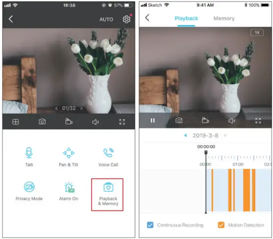 tp link TC70 Pan Tilt Home Security Wi-Fi Camera - Playback