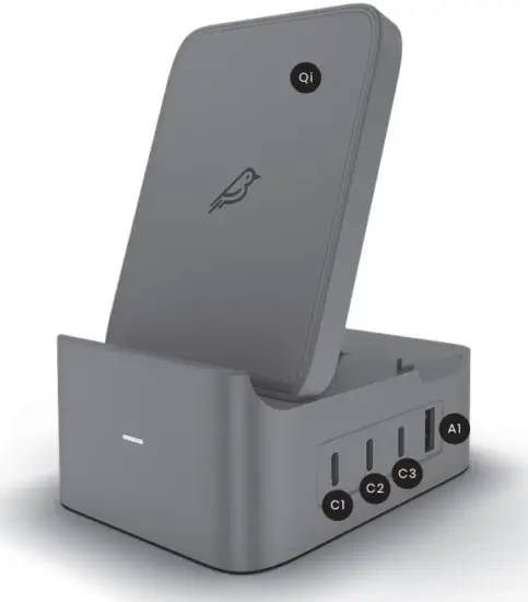 FLEDGING SPR GRAY NA Spruce 5 In 1 ETL Certified Qi Wireless Compact Desktop Charging Station - Packing