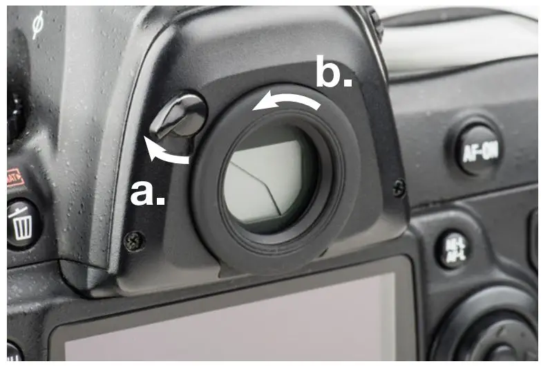 HYDROPHOBIA EP-S Eyepiece Attachment Rain Cover Instructions - Remove the camera’s eyepiece 2