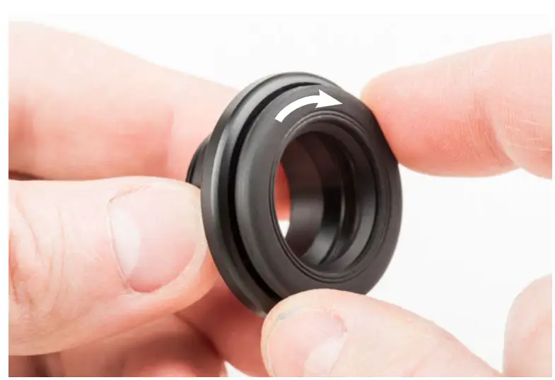 HYDROPHOBIA EP-S Eyepiece Attachment Rain Cover Instructions - Screw the Nikon eyepiece onto the EP NSI