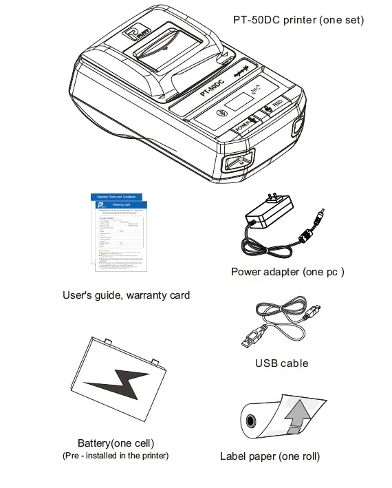 PUTY PT-50DC Portable Label Printer fig 1