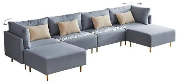 GODEER W247S00438LXL 6-Piece Linen Sectional Sofa