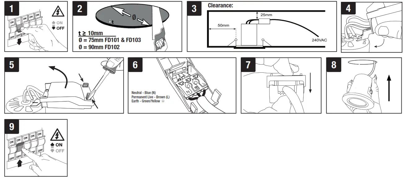 Aurora EN-FD101 Adjustable Lock Ring Fire Rated Downlight - 1