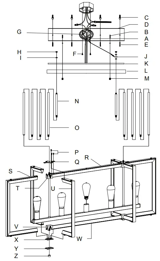 Hunter 19811 5 Light Linear Chandelier - 1