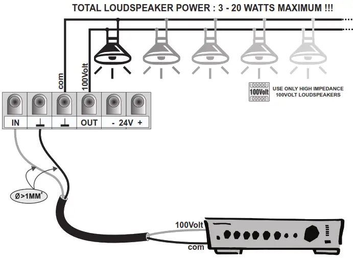 APart E VOL20 Volume Control - WIRE CONNECTION