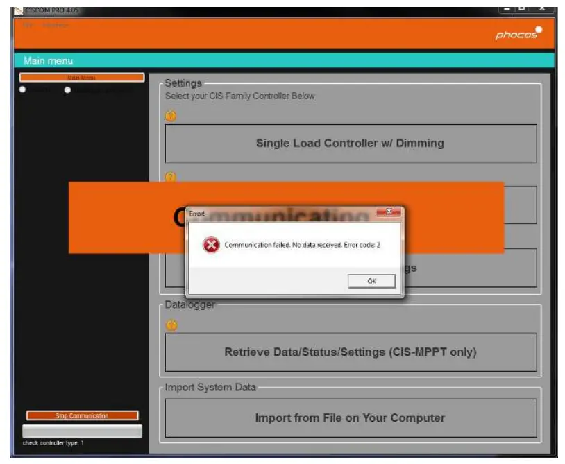 phocos MXI-IR PC USB Interface fig 11