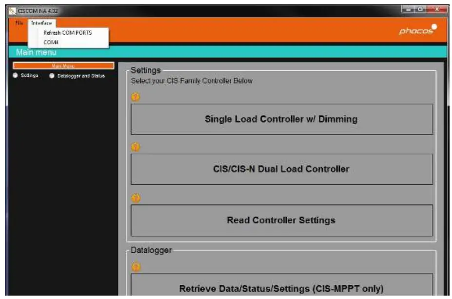 phocos MXI-IR PC USB Interface fig 9