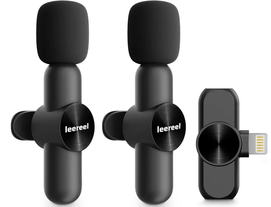Leereel 2 Pack Wireless Lavalier Microphones