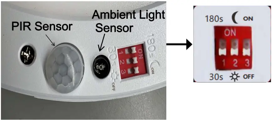 Maxxima MCL-6081800W Ceiling Light - Sensor Adjustment
