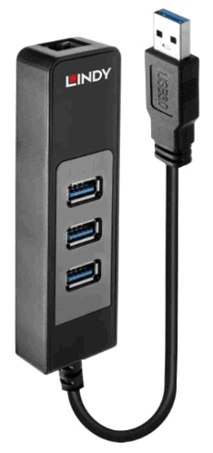 LINDY 43176 USB 3.0 Hub and Gigabit Ethernet Converter -