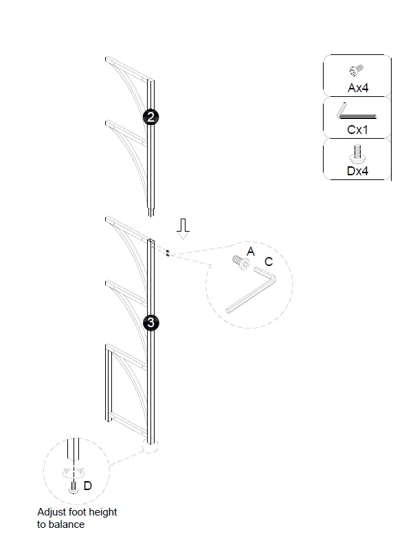 BYBLIGHT-BB-JW0149DT-Rustic-Brown-Wood-6-Shelf-Etagere-Standard-Bookcase-Instruction-FIG-4