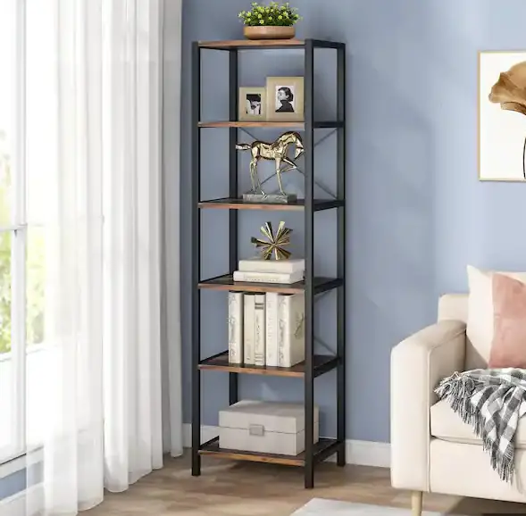 BYBLIGHT-BB-JW0149DT-Rustic-Brown-Wood-6-Shelf-Etagere-Standard-Bookcase-Instruction-PRODACT-IMG