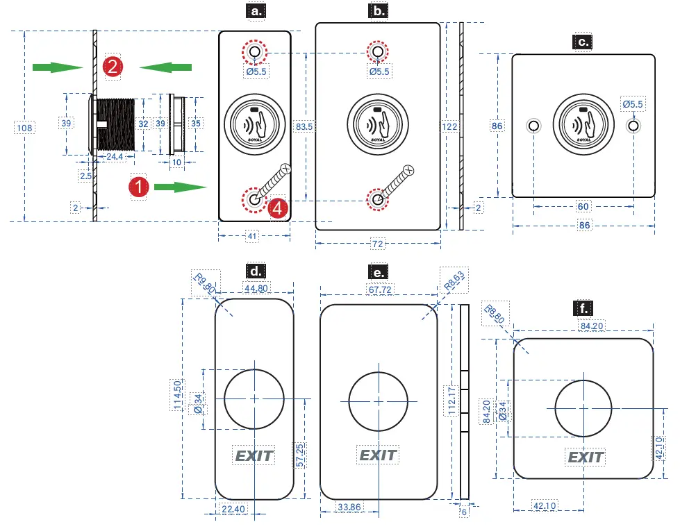 SOYAL-R-101-PBI-L-Touch-Les-Infrared-Sensor-Push-Button-FIG-2