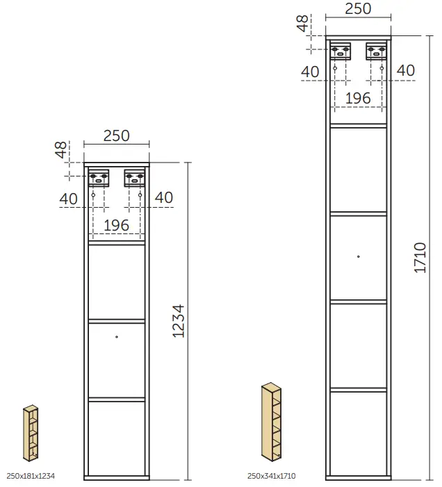 Ideal Standard T4307PA Tall Column Unit Open-fig2