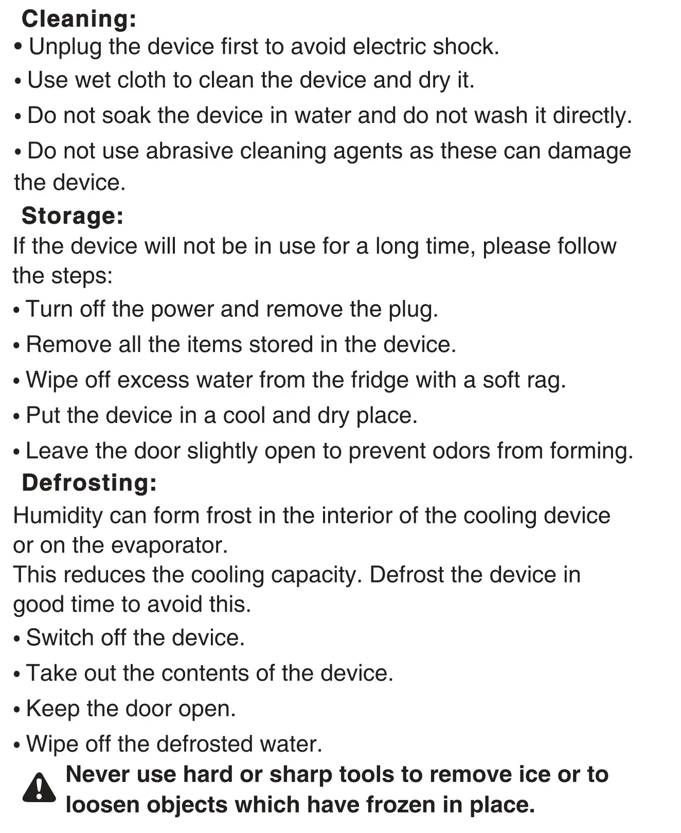 BRASS MONKEY GH2027 15L Portable Fridge Freezer - Cleaning & Maintenance