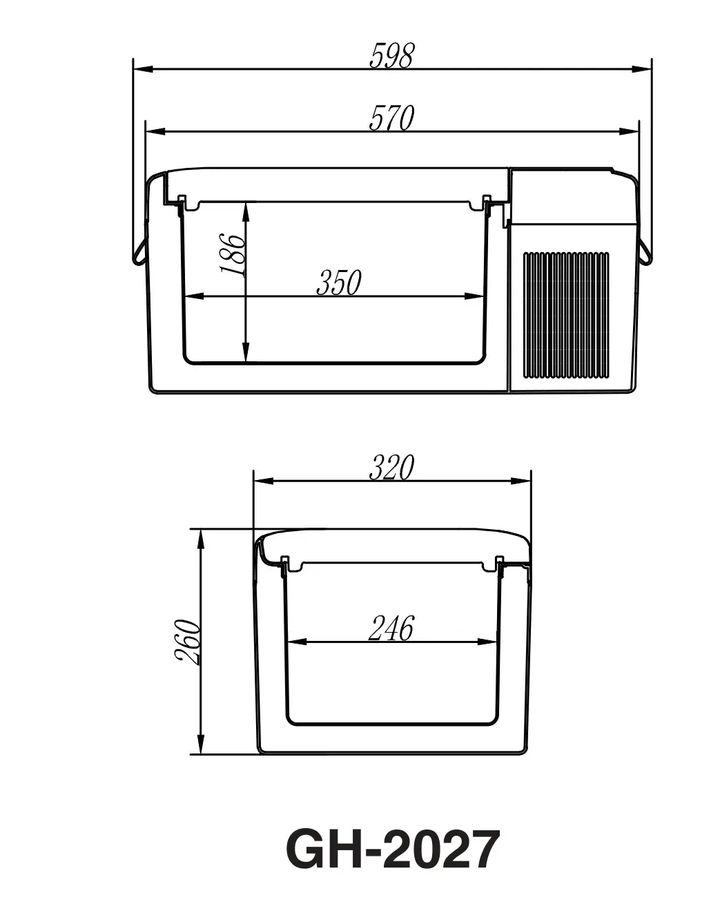 BRASS MONKEY GH2027 15L Portable Fridge Freezer - Dimensions
