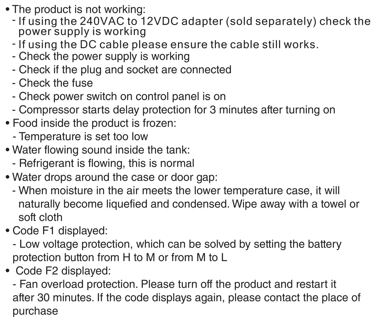 BRASS MONKEY GH2027 15L Portable Fridge Freezer - Troubleshooting