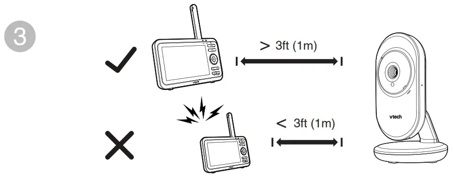 vtech VM350 2 Full Color Video Monitor - Positioning the baby monitor 3