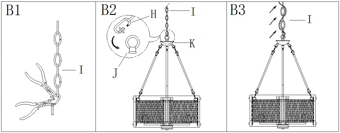 LNC A03830 19 Inch 5 Light Dark Brown Drum Wood Round Chandelier Pendant - ASSEMBLY AND INSTALLATION INSTRUCTIONS 2