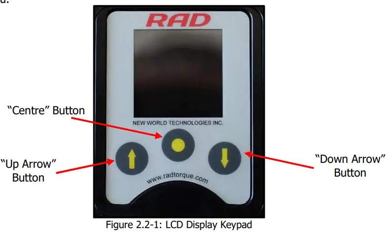 Digital B RAD Battery Torque Wrench - Screen Navigation