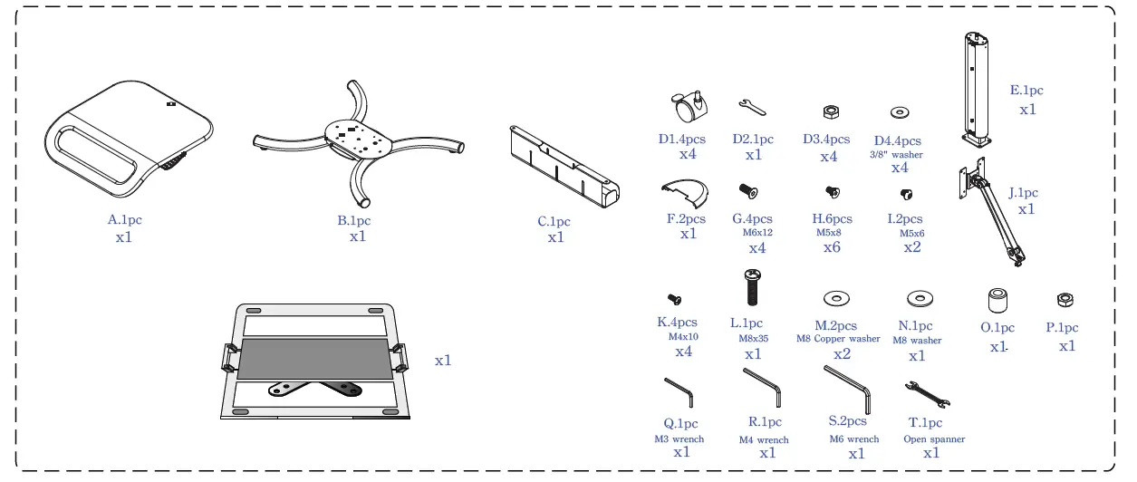 CTA QPAD-HRSWLT-Height-Adjustable-Rolling-Workstation-Cart-with-Laptop-Holder-FIG- (1)