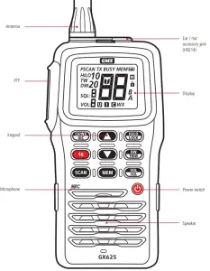 GME VHF Marine Radio GX625 Instruction- CONTROLS