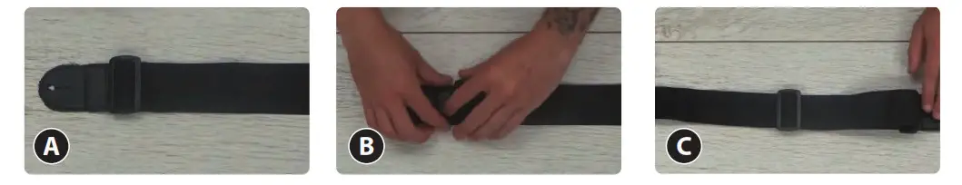 Adjust your guitar strap to the correct size