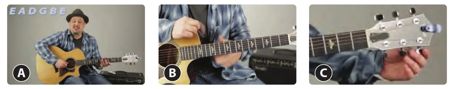 Look at the tuners of the guitar