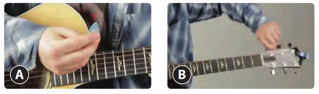 Pluck the string with a pick