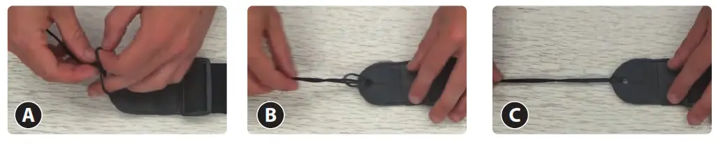 Take the looped end of your string