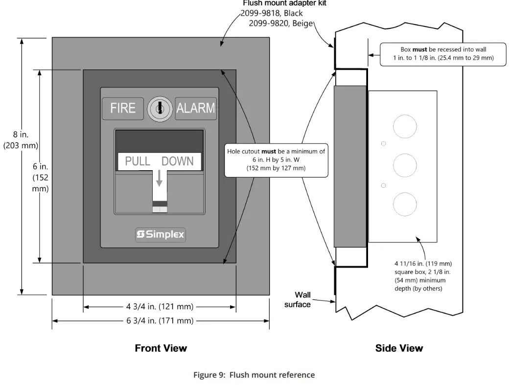 Simplex 2099 9757 Single Action Model Pull Station - Flush mount