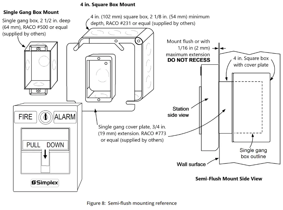 Simplex 2099 9757 Single Action Model Pull Station - ounting reference