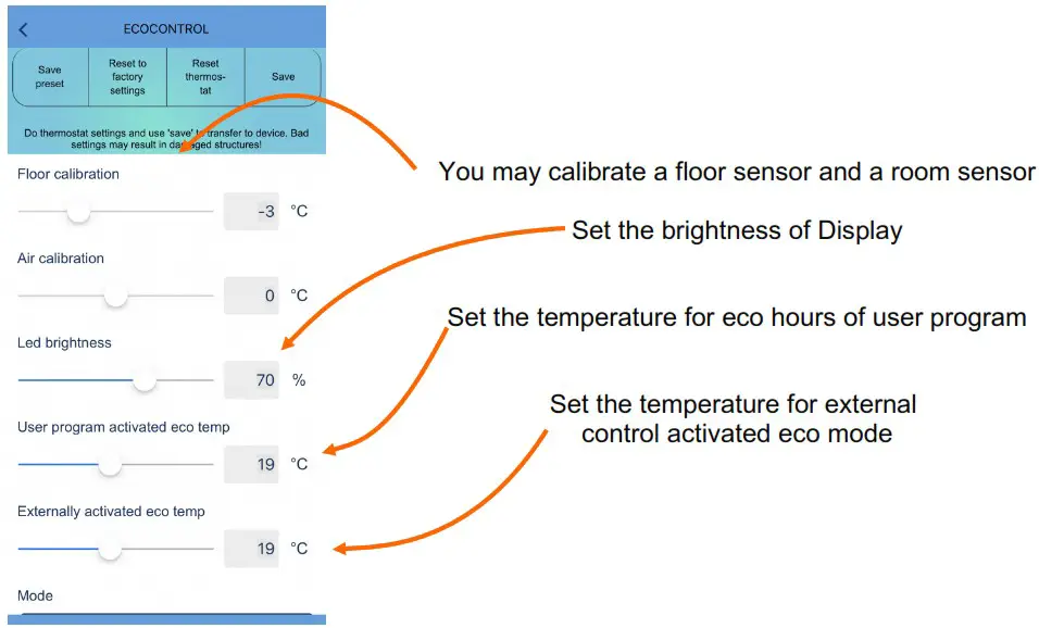 Elektro importoren IP21 Room Snow Melting Exxact - THERMOSTAT SETTINGS 2