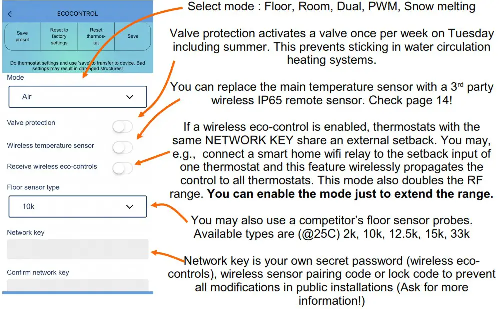 Elektro importoren IP21 Room Snow Melting Exxact - THERMOSTAT SETTINGS 3