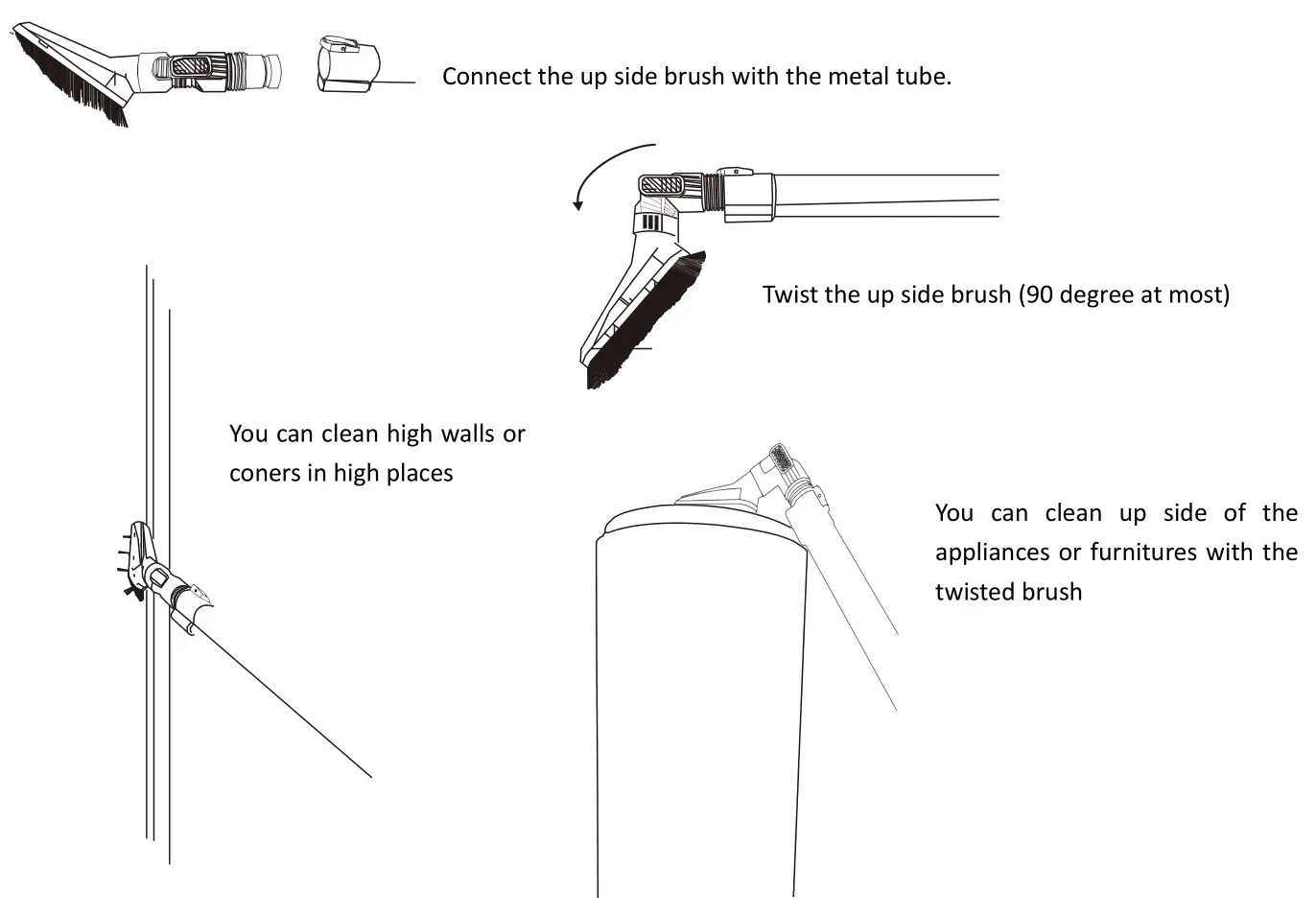 H Koenig UP680 2-in-1 Cordless Vacuum Cleaner - Using the accessories